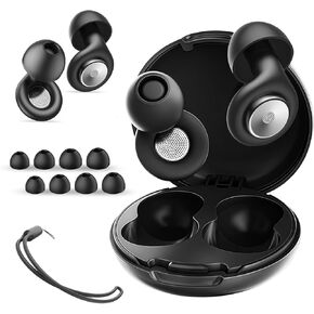 Ear Plugs for Sleeping Noise Cancelling 45dB,Reusable Silicone Earplugs with 8 Eartips and Travel Case, Soft Comfort Hearing Protection for Concerts, Snoring, Travel, Study (Black)