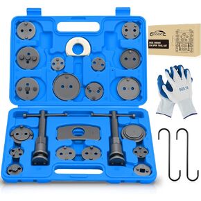 GOOACC 22pcs Disc Brake Caliper Compression Tool Set, Caliper Piston Rewind Compressor Tool with Brake Caliper Hangers & Gloves for Brake Pad Replacement Reset Brake Tools Caliper Press Tool Kit, Red