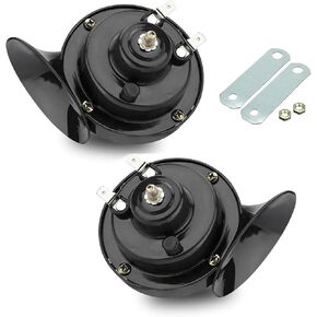 2PCS 300DB Super Loud Horns, 12V Waterproof Electric Air Horn Kit with Double Snail, Universal Automotive Exterior Accessories for Cars, Motorcycles, Trucks, ATVs, Bikes, Boats (Black)