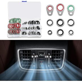 60PCS A/C Seal Kit, AC O Ring Assortment Kit, AC Gasket Seal Kit, Automotive Replacement Air Conditioning Compressors Port Sealing Washers, R 134a Refrigerant for AC Valve Core