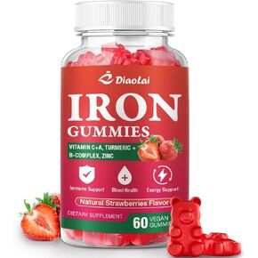 Vegan Iron Gummies - High Potency Iron Supplement for Women & Men - Supports Energy & Immune Health - Strawberry Flavor (120 Count)