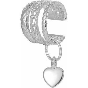 مؤكسد 925 sterling silver heart motif aric arics for women ، aric are ear cuff arcles mashing alcy helix cz arock