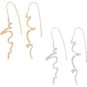 UNICRAFTALE 2 Pairs 2 Colors Irregular Geometric Line Statement Ear Cuffs Earrings Spiral Threader Earrings Metal Spiral Earring Cartilage Climber Earring Ear Jewelry for Women Valentine's Day Gift