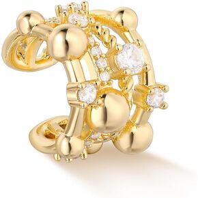 MYEARS Women Ear Cuff Earrings Gold Non Pierced Cartilage Clip on Open Wrap Beaded Hoop 14K Gold Plated Simple Hypoallergenic Everyday Jewelry in Saudi Arabia