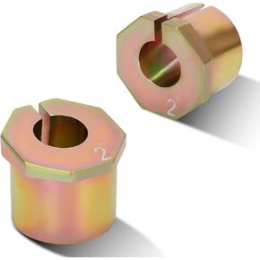 2Pcs KR23228 2°Caster Shim Set Compatible with Ford 2005-2024 F250 F350 4WD Super Duty 2005-2018 F450 Super Duty and 2004-2005 Excursion,Gold Zinc Plated Caster Camber Shims for Vehicle Alignment