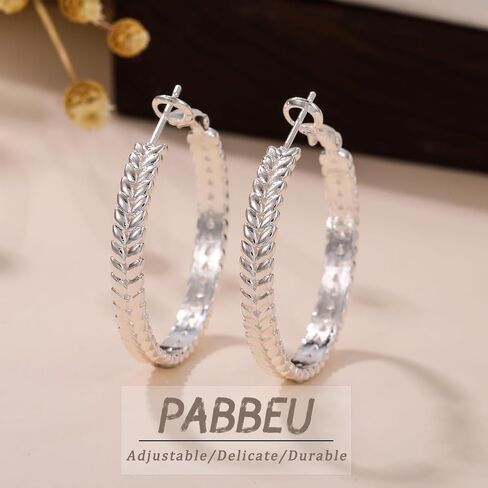 PABBEU Sterling Silver Hoop Earrings, 925 Sterling Silver Hoops Earrings for Women, Lightweight Silvers Hoops Earrings, Hypoallergenic Large Silvers Hoop Earrings for Women Gift 30/40/50MM in Kuwait