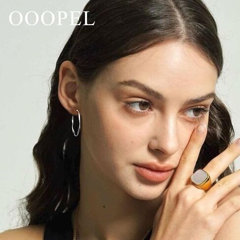 Oobel Gold Hoops أقراط للنساء ، أقراط Big 925 Sterling Silver Hoop أقراط خفيفة الوزن عنصير الفضة الفضية للنساء 30 مم 40 مم 50 مم 60 ملم in Kuwait