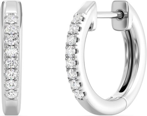 Gilded Lab-Grown Diamond Hoop Earrings,1/10 Cttw|SI1 F Color, Sterling Silver| Elegant & Ethical Jewelry for Women, Gift Box Included| For Anniversaries, Gifting and Special Occasions in Kuwait