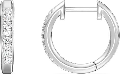 Gilded Lab-Grown Diamond Hoop Earrings,1/10 Cttw|SI1 F Color, Sterling Silver| Elegant & Ethical Jewelry for Women, Gift Box Included| For Anniversaries, Gifting and Special Occasions in Kuwait