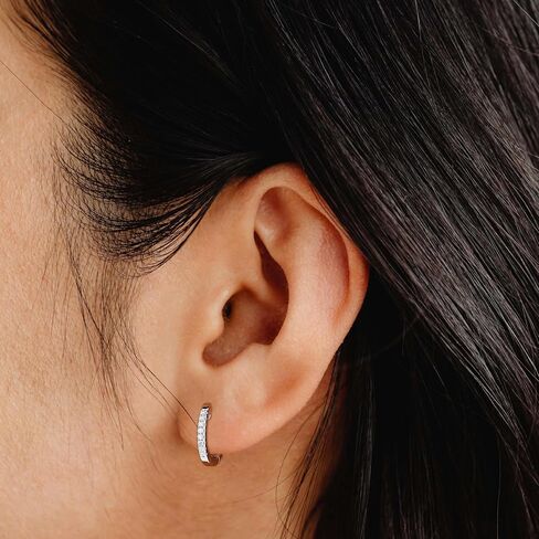 Gilded Lab-Grown Diamond Hoop Earrings,1/10 Cttw|SI1 F Color, Sterling Silver| Elegant & Ethical Jewelry for Women, Gift Box Included| For Anniversaries, Gifting and Special Occasions in Kuwait