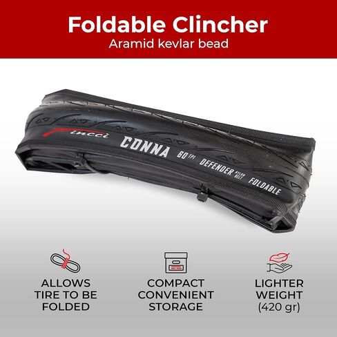 فينشي زوج من اطارات 700 × 23c 23-622 60TPI مع حماية مضادة للثقب 1 ملم لدراجات سباق الطرق والدراجات الهوائية (قطعتين) in Saudi Arabia