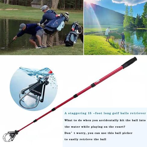 Aquadalus 15 feet Club Golf Retriever for Water, Telescopic Retriever with Headcover, Stainless Telescopic Extendable Golf Ball Retriever in Saudi Arabia