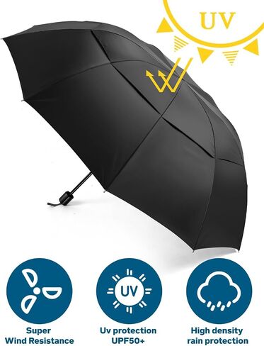 Kalolary 62 Inch Extra Oversize Large Compact Golf Umbrella，Double Canopy Vented Windproof Waterproof Stick Umbrellas for women & men in Saudi Arabia