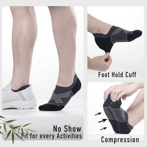 BRISIRA Bamboo Viscose Coolmax Mens No Show Socks Cushioned Moisture Wicking Anti Blister Athletic Low Cut Socks in Kuwait
