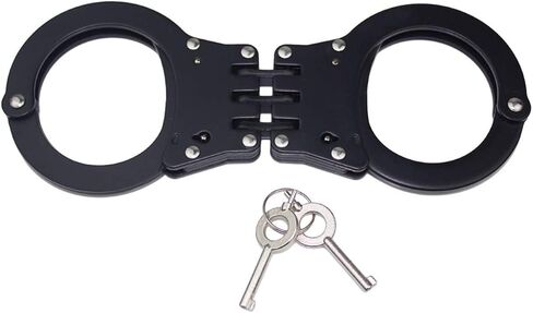 Yoghourds Metal Long Handcuffs - Sturdy Durable Double Lock Steel LegCuffs, Police Professional Heavy Duty Ankle Handcuffs with 2 Keys & Holster (Black) in Saudi Arabia