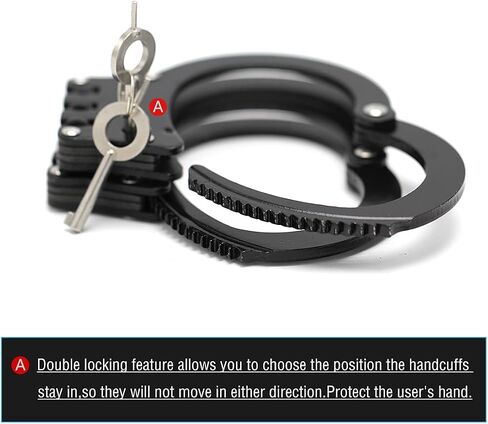 Yoghourds Metal Long Handcuffs - Sturdy Durable Double Lock Steel LegCuffs, Police Professional Heavy Duty Ankle Handcuffs with 2 Keys & Holster (Black) in Saudi Arabia