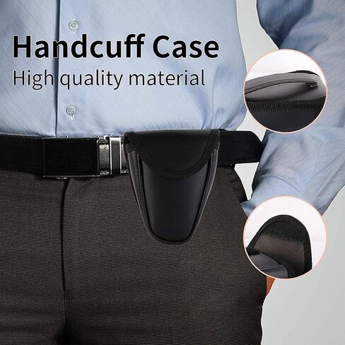 Yoghourds Metal Long Handcuffs - Sturdy Durable Double Lock Steel LegCuffs, Police Professional Heavy Duty Ankle Handcuffs with 2 Keys & Holster (Black) in Saudi Arabia