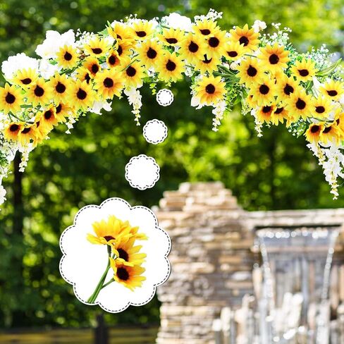 50 Pcs Mini Artificial Sunflower Heads with Iron Stems for Home Party Decoration Wedding Decor, Bride Holding Flowers Centerpieces Wreath Garden Craft DIY Art Decor Crafts(1.57 Inch,Fresh) in Saudi Arabia