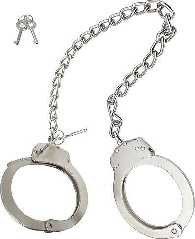 Yoghourds Metal Long Handcuffs - Sturdy Durable Double Lock Steel LegCuffs, Police Professional Heavy Duty Ankle Handcuffs with 2 Keys & Holster (Black) in Saudi Arabia