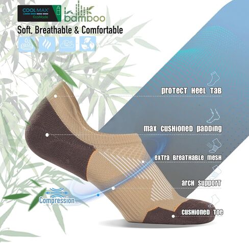 Brisira Bamboo viscose coolmax no show scheds cushioned moisture wicking anti plister stlistic low cut socks in Kuwait