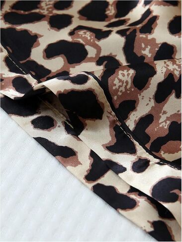 Milumia Women's Causal Leopard Print PJ Set Notch Collar Sleepwear Two Piecess Pajama Sets in Saudi Arabia