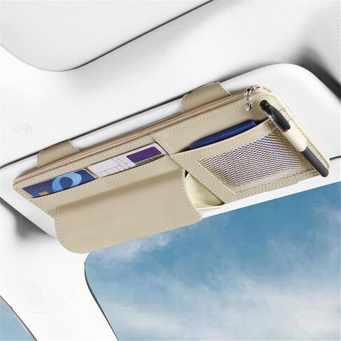 منظم Car Visor ، تخزين Sunvisor متعدد الجيبات مع حامل الطراز الشمسي ، حامل المستندات ومقطع بطاقة الحجارة ، مناسبًا لسيارات الدفع الرباعي والشاحنة ، إكسسوارات السيارة الجلدية الداخلية (أسود) in Kuwait