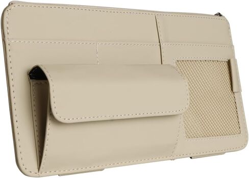 منظم Car Visor ، تخزين Sunvisor متعدد الجيبات مع حامل الطراز الشمسي ، حامل المستندات ومقطع بطاقة الحجارة ، مناسبًا لسيارات الدفع الرباعي والشاحنة ، إكسسوارات السيارة الجلدية الداخلية (أسود) in Kuwait