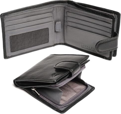 محفظة جلدية ناعمة للرجال - محفظة Bifold Mens مع جيب عملة Zipper - يحمل الفواتير وبطاقات الائتمان والعملة المعدنية - Carteras Para Hombres Piel - Billeteras de Hombres Cuero Original - RFID حظر. in Kuwait