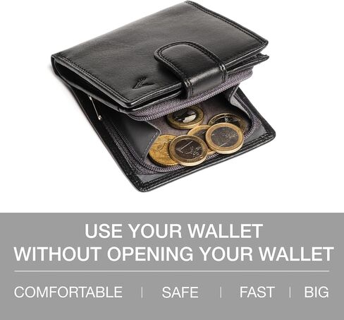 محفظة جلدية ناعمة للرجال - محفظة Bifold Mens مع جيب عملة Zipper - يحمل الفواتير وبطاقات الائتمان والعملة المعدنية - Carteras Para Hombres Piel - Billeteras de Hombres Cuero Original - RFID حظر. in Kuwait