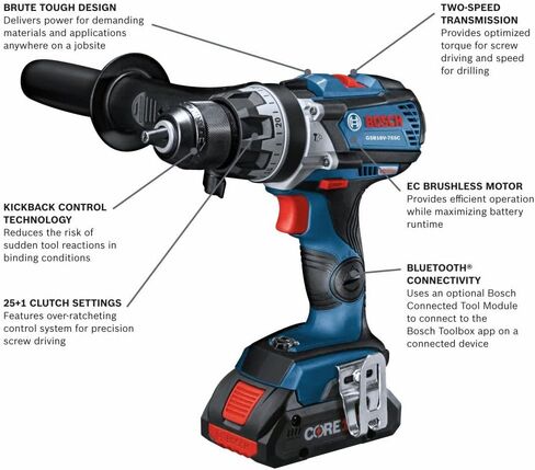 BOSCH GSB18V-755CN 18V EC Brushless Connected-Ready Brute Tough 1/2 In. Hammer Drill/Driver (Bare Tool) in Saudi Arabia