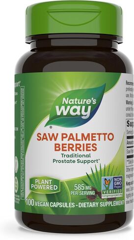 Nature's Way Saw Palmetto Berries, Traditional Prostate Support*, 585 mg per Serving, Non-GMO Project Verified, Vegan, 180 Capsules (Packaging May Vary) in Saudi Arabia