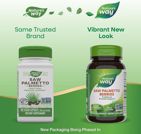 Nature's Way Saw Palmetto Berries, Traditional Prostate Support*, 585 mg per Serving, Non-GMO Project Verified, Vegan, 180 Capsules (Packaging May Vary) in Saudi Arabia