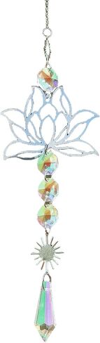 Colorful Crystal car Mirror Hanging Accessories，Car Charm，Rear View Mirror Hanging Decors， Gifts for Women (Lotus Flower) in Saudi Arabia