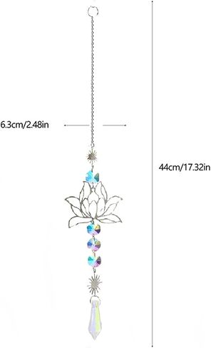 Colorful Crystal car Mirror Hanging Accessories，Car Charm，Rear View Mirror Hanging Decors， Gifts for Women (Lotus Flower) in Saudi Arabia