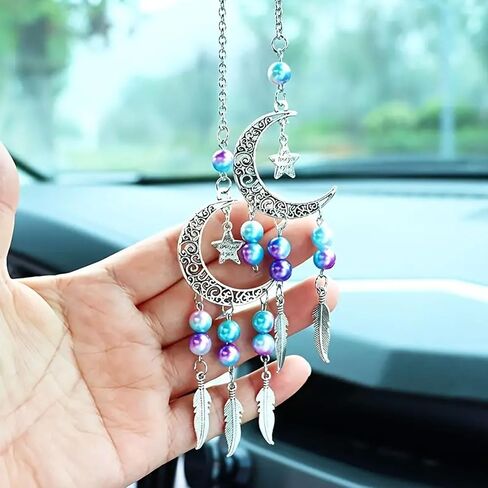 Colorful Crystal car Mirror Hanging Accessories，Car Charm，Rear View Mirror Hanging Decors， Gifts for Women (Lotus Flower) in Saudi Arabia