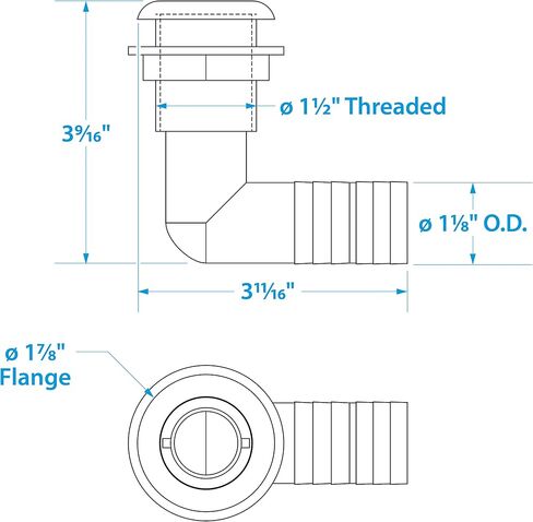 Seachoice 90-Degree Angled Thru-Hull Connector, White Finish, 0.75 in. in Saudi Arabia