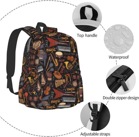 Music Backpack Laptop Backpacks Multipurpose Daypack For Men Women Travel Hiking in Kuwait