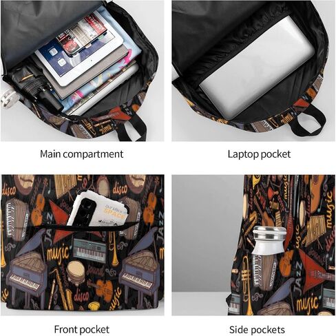 Music Backpack Laptop Backpacks Multipurpose Daypack For Men Women Travel Hiking in Kuwait
