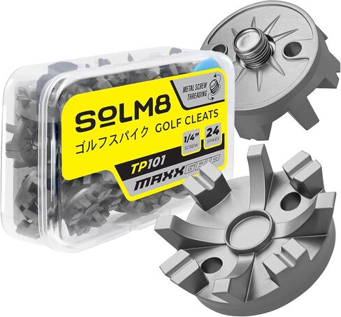 SOLM8 - Screw in Spikes Replacement for Golf Shoes & Cricket Spikes, Easy to Install Metal Threading Screw Size ¼ Inch (23 Count + 1 Spanner) in Saudi Arabia