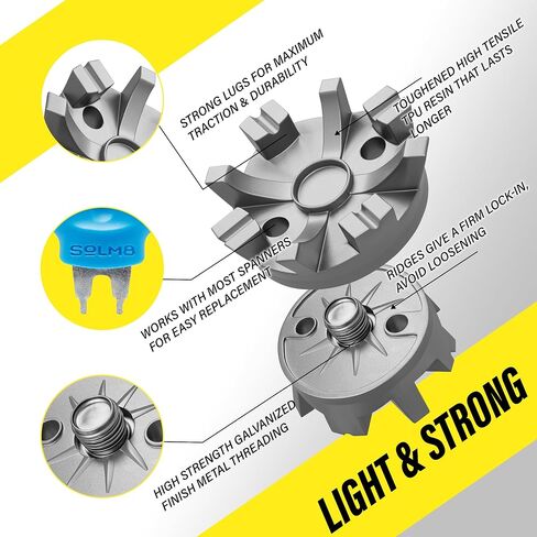 SOLM8 - Screw in Spikes Replacement for Golf Shoes & Cricket Spikes, Easy to Install Metal Threading Screw Size ¼ Inch (23 Count + 1 Spanner) in Saudi Arabia