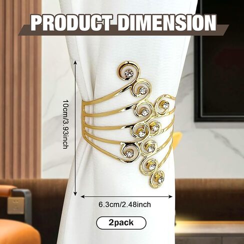 2 Pack Curtain Tie Backs, Decorative Curtain Tiebacks for Home Office Decortaion (Gold) in Saudi Arabia