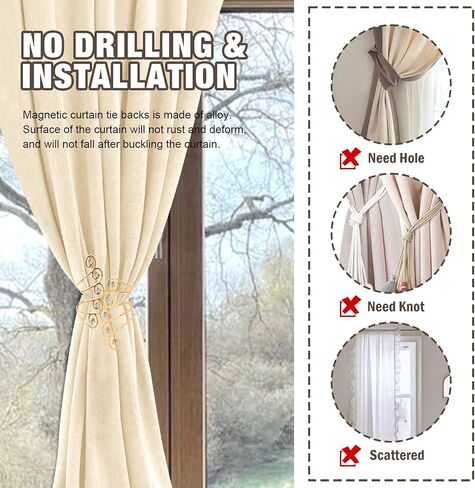 2 Pack Curtain Tie Backs, Decorative Curtain Tiebacks for Home Office Decortaion (Gold) in Saudi Arabia