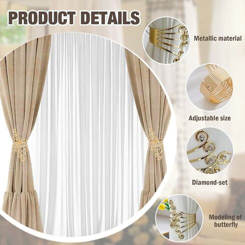 2 Pack Curtain Tie Backs, Decorative Curtain Tiebacks for Home Office Decortaion (Gold) in Saudi Arabia