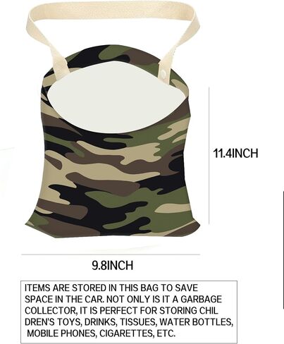 Car Garbage Can, Car Trash Bag, Car Garbage Bag, Hanging Car Trash Can for Car Accessories, Vehicle, Travelling, Camping, Cute Car Back Seat Organizer, Green Camouflage Camo in Saudi Arabia