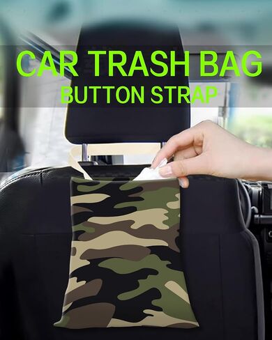 Car Garbage Can, Car Trash Bag, Car Garbage Bag, Hanging Car Trash Can for Car Accessories, Vehicle, Travelling, Camping, Cute Car Back Seat Organizer, Green Camouflage Camo in Saudi Arabia