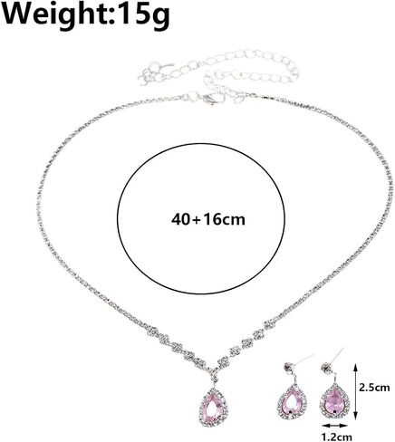 Cubic Zirconia Jewelry Set Sparkling Rhinestone Waterdrop Pendant Necklace Dangle Earrings Aesthetic Jewelry Set for Women Bridal Bridesmaid in Saudi Arabia