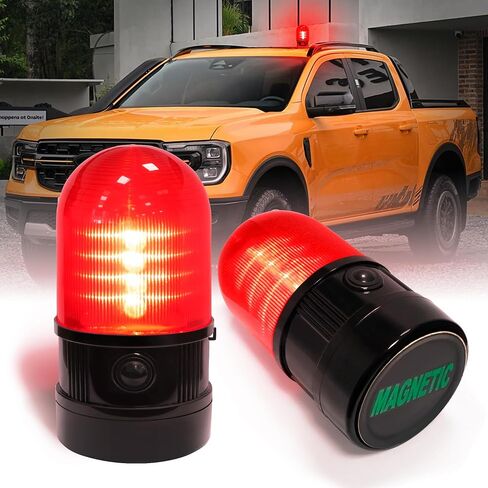 6" Strobe Rotating Flashing Light, Red LED Beacon Light with Magnetic Base for Vehicle Forklift Truck Tractor Golf Carts UTV Car Bus and Club Party Show Bar(Red, 1 Pack in Saudi Arabia