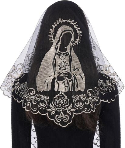 Bozidol Church Catholic Veils for Women, Triangle Virgin Mary and Floral Lace Mantilla Chapel Veil, Latin Mass Head Coverings in Saudi Arabia