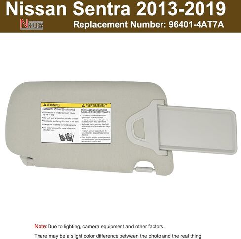 NHILES Driver Left Side Sun Visor Replacement Fits for Nissan Sentra 2013-2019 Sunshade Without Light 96401-4AT7A Color: Gray in Saudi Arabia