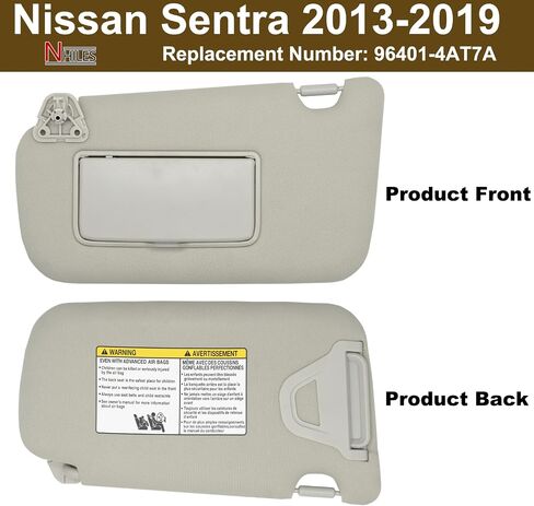 NHILES Driver Left Side Sun Visor Replacement Fits for Nissan Sentra 2013-2019 Sunshade Without Light 96401-4AT7A Color: Gray in Saudi Arabia